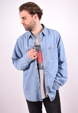 LEVI'S MENS VINTAGE DENIM SHIRT XL BLUE 90S