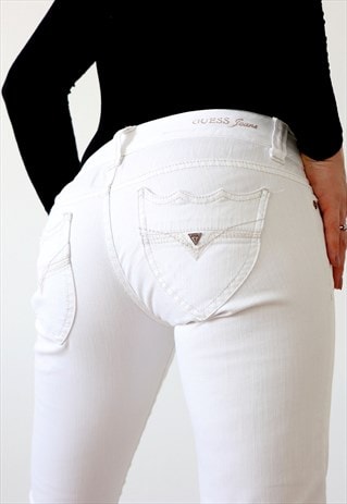 Y2k Vintage Guess Jeans White Low Waist Skinny W26