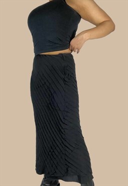 Vintage Y2K Maxi Skirt Texture Double Layered Micro Mesh