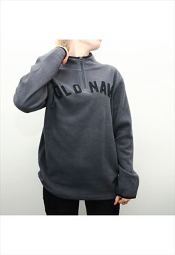 Old Navy - Grey Embroidered Quarter Zip Fleece - XXLarge