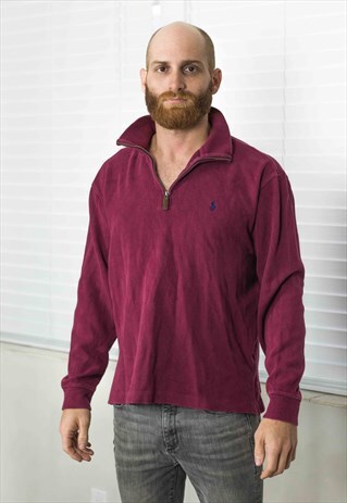 VINTAGE RALPH LAUREN 1/4 ZIP JUMPER LOGO 90S M 17.4