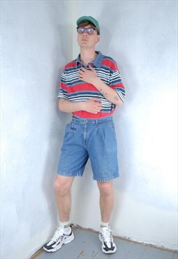 Vintage 90's cargo light blue festival baggy denim shorts 