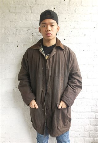 HUNTER/WAX CORDUROY COLLAR OVERCOAT/PARKA (1990'S/BROWN)