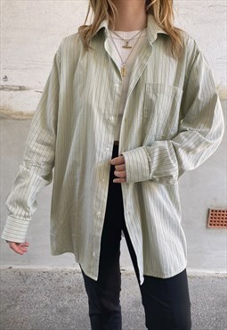 vintage y2k oversized shirt in green with stripe