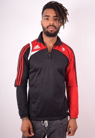 ADIDAS MENS VINTAGE PULLOVER TRACKSUIT TOP MEDIUM BLACK 90S