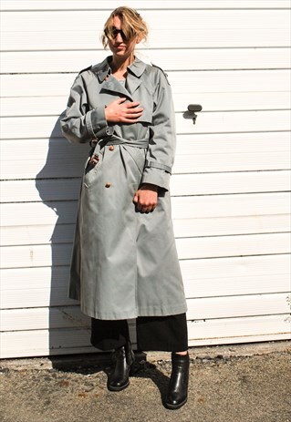VINTAGE 90S GREY TRENCH COAT