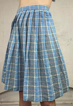 Vintage pale blue and grey kilt skirt