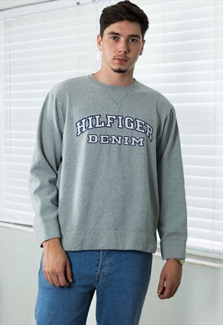 VINTAGE TOMMY HILFIGER SWEATSHIRT JUMPER LOGO 90S M 18.8