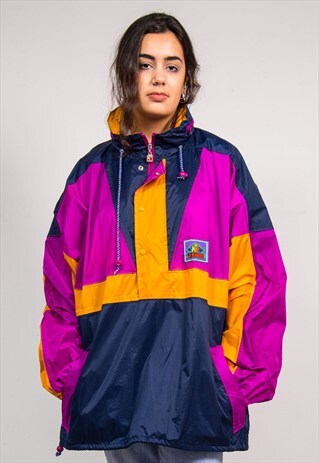 90'S VINTAGE COLOURBLOCK PULLOVER CAGOULE JACKET