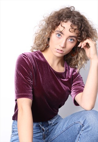 VINTAGE 80S PURPLE VELVET TOP