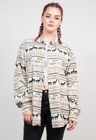 VINTAGE 90'S LLAMA AZTEC OVERSIZE SHIRT