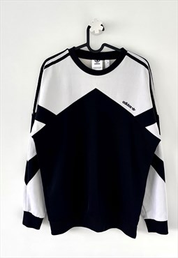 Retro Adidas black white abstract sweatshirt small 