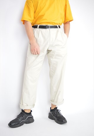 Vintage beige classic 80's cotton trousers 
