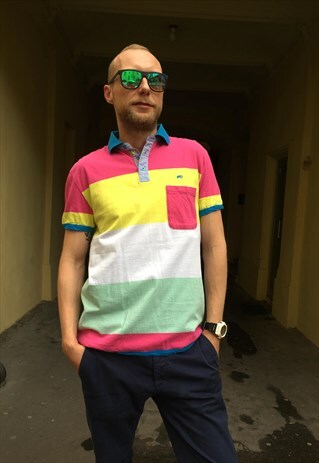 VINTAGE 90' AMAZING CLASSIC OLDSCHOOL RAINBOW POLO SHIRT