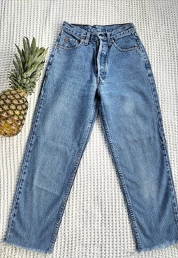 Vintage 90's High Rise Levi Cropped Raw Hem Mom Jeans