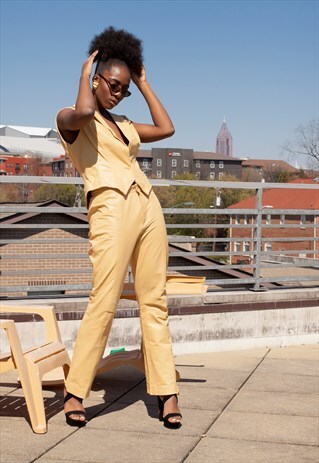 VINTAGE 90S NORMA KAMALI LEATHER TWO-PIECE