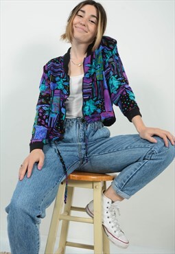 Vintage 90s Blouse Jacket  Abstract Festival 