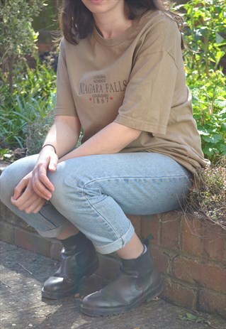 90'S VINTAGE BROWN CANADIAN NIAGARA FALLS T SHIRT