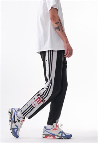 VINTAGE ADIDAS ORIGINALS TRACKSUIT POPPER PANTS 90S BLACK