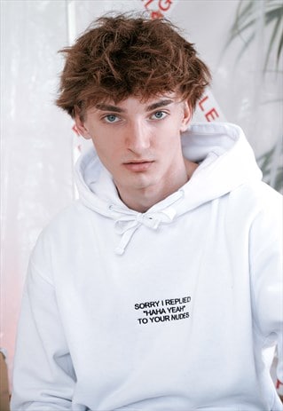 SORRY I REPLIED HAHA YEAH TO YOUR NUDES EMBROIDERED HOODIE
