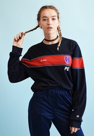 90'S RETRO JAKO ATHLEISURE NAVY SWEATSHIRT JUMPER