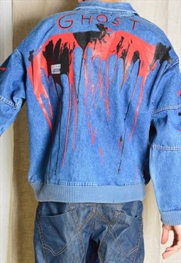REWORKED Vintage 90s Hand Painted Ghost Denim Jacket