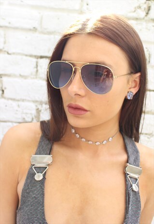 1990'S FADED BLUE LENS AVIATOR SUNGLASSES