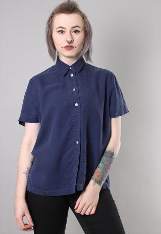 VINTAGE 90S BLUE DENIM SHORT SLEEVE SHIRT