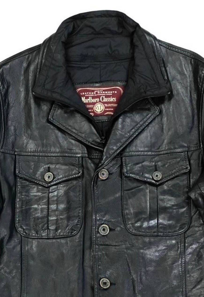 Men's Marlboro Classics Leather jacket, size XL (Black) | Emmy