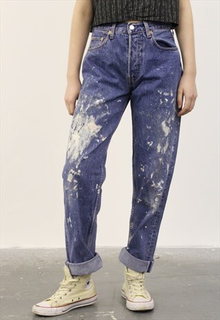 VINTAGE LEVI'S 518 BLUE PAINT MOM JEANS