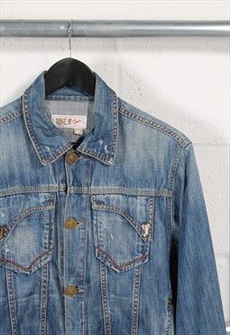 Vintage Denim Jacket in Blue Lightweight Jean Coat 16 yrs