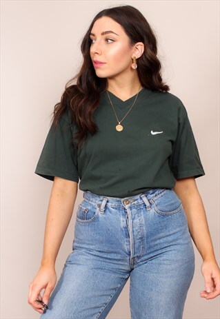 VINTAGE 90S FORREST GREEN V NECK NIKE T-SHIRT