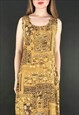 90'S VINTAGE LADIES BOHO BROWN SLEEVELESS MAXI DRESS