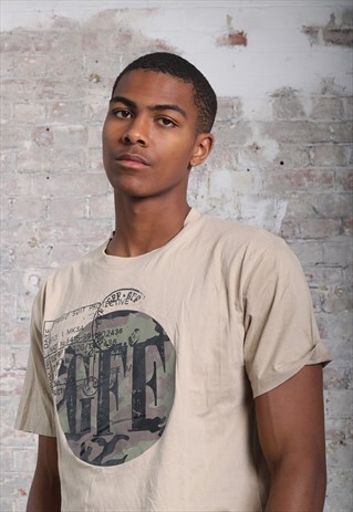 VINTAGE GIANFRANCO FERRE BIG LOGO T-SHIRT BEIGE