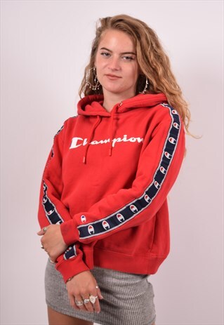 VINTAGE CHAMPION HOODIE JUMPER RED