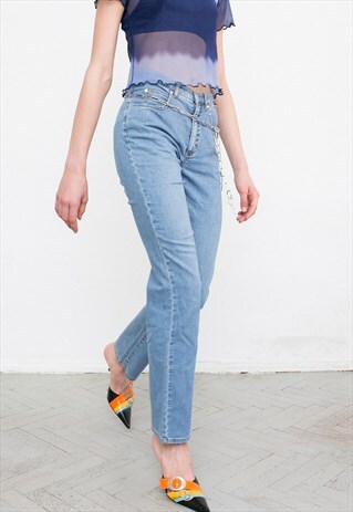 VINTAGE LIGHT BLUE JEANS STRAIGHT LEG LIGHTWEIGHT DENIM