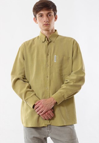VINTAGE ARMANI JEANS 90S YELLOW GREEN LONG SLEEVE