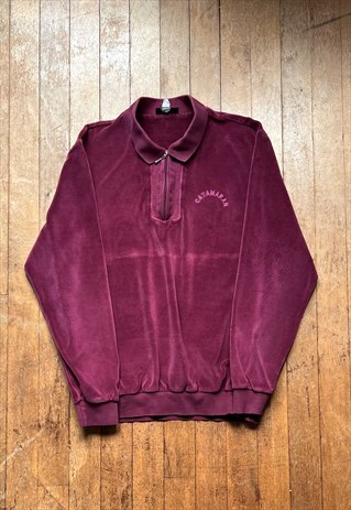 CATAMARAN PLUM QUARTER ZIP SWEATSHIRT
