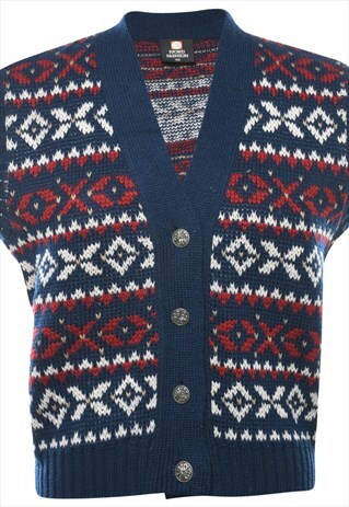 Beyond Retro Vintage Patterned Sweater Vest - M