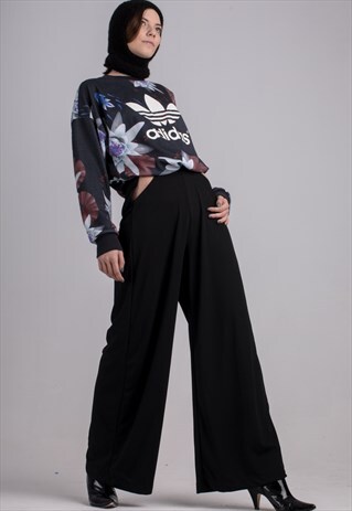 HIGH WAISTED BLACK LOOSE TROUSERS