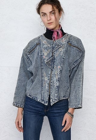 VINTAGE BLUE DAMEIT ACID WASH DENIM JACKET