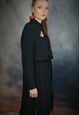 REWORKED BLACK LONG BUTTON DRESS CHERRY EMO GOTH ALTERNATIVE