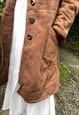 VINTAGE 90S SIZE LARGE GENUINE SUEDE TRENCH COAT IN BROWN