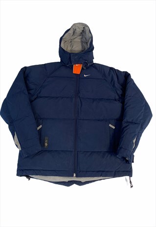 VINTAGE NIKE GOOSEDOWN PUFFER JACKET SWOOSH IN NAVY 2008
