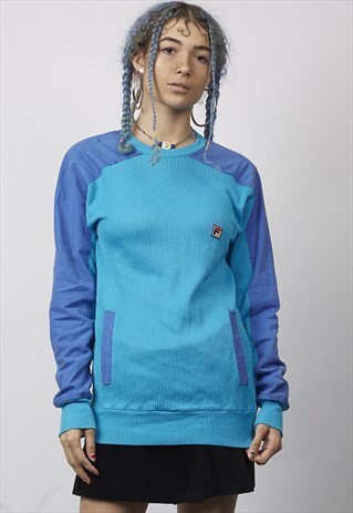 VINTAGE 80'S TURQUOISE FILA KNIT JUMPER
