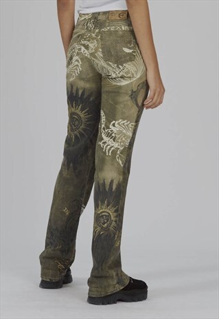 RARE VINTAGE 90'S SAGE HOROSCOPE CAVALLI FLARED JEANS