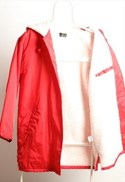 Vintage Vera Valentino Sherpa Lining Hooded logo Jacket Red