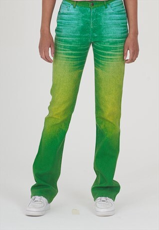 VINTAGE 90S CAVALLI MULTI-COLOUR GREEN FADE JEANS