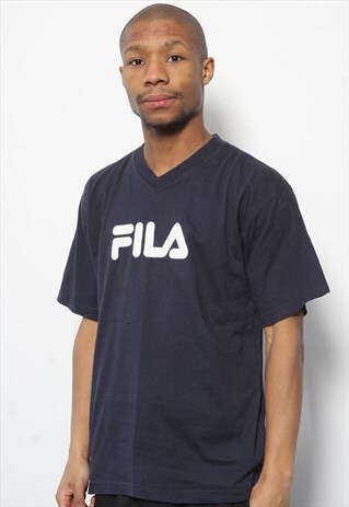 VINTAGE FILA BIG LOGO T-SHIRT NAVY BLUE