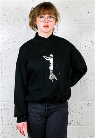 VINTAGE EMBROIDERED '1920'S LADY' SWEATER